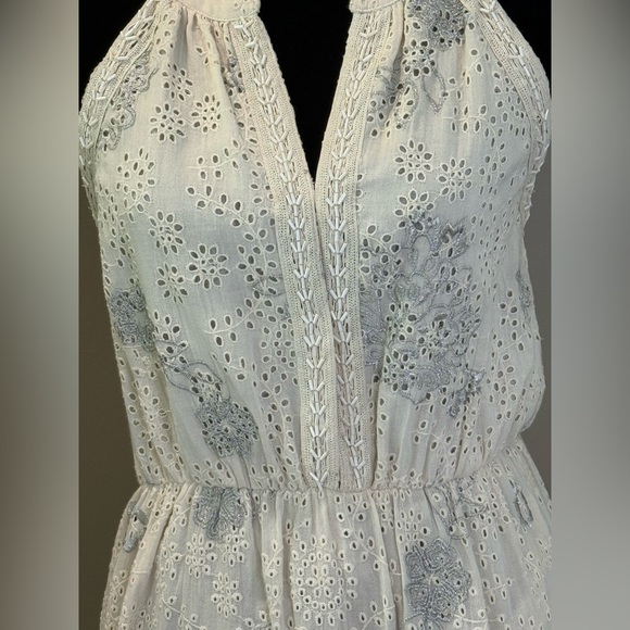 Women’s ANTHROPOLOGIE LOVE SAM Eyelet Embroidered cream midi dress- Size Medium - Picture 5 of 11